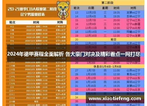 2024年德甲赛程全面解析 各大豪门对决及精彩看点一网打尽